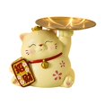 thumbnail image 3 of Bonita estatua de gato de la suerte, figura en miniatura de estilo nórdico con bandeja para guardar llaves. Amarillo, 3 of 9