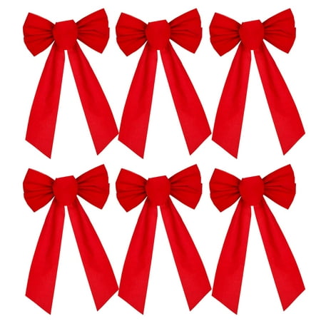6 Pack Red Velvet Christmas Bow, Large Holiday Red Bow Perfect for Christmas Garland Christmas Tree Window Large Gifts Parties Decoration (9.5 X