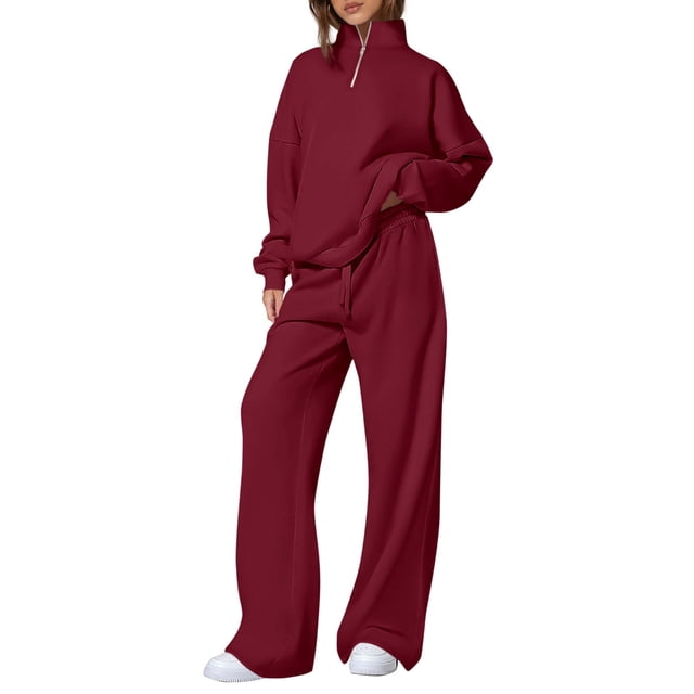 Conjunto Deportivo PRETTYGARDEN Dos Piezas Vino Rojo Talle M