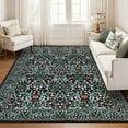 thumbnail image 5 of Garvee 8x10 Floral Area Rug Living Room Rug, Washable Rugs Non Slip Stain Resistant Soft Indoor Printed Rug Carpets, Low Pile Floor Mats for Bedroom Dining Room Home Office, Black, 5 of 8