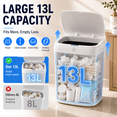 thumbnail image 5 of WLRETMCI 2 Pack 3.4 Gal Automatic Bathroom Trash Can with Lid, Rechargeable Touchless Motion Sensor Garbage Can for Bathroom, Bedroom, Office, White, 5 of 8