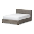 thumbnail image 2 of Baxton Studio Brandy Modern and Contemporary Grey Fabric Upholstered Platform Bed with Storage Drawer, Multiple Sizes, 2 of 10