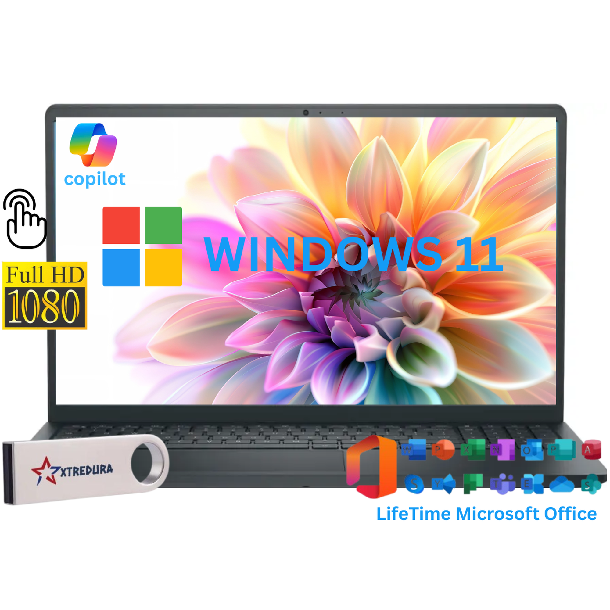 Dell Inspiron 15 3000 Business Laptop Computer, 15.6" FHD Touch Display, 13th Gen Intel i5-1334U(Beat I7-1250U),16GB RAM,512GB SSD, Windows 11 Home/Xtredura Flash Drive