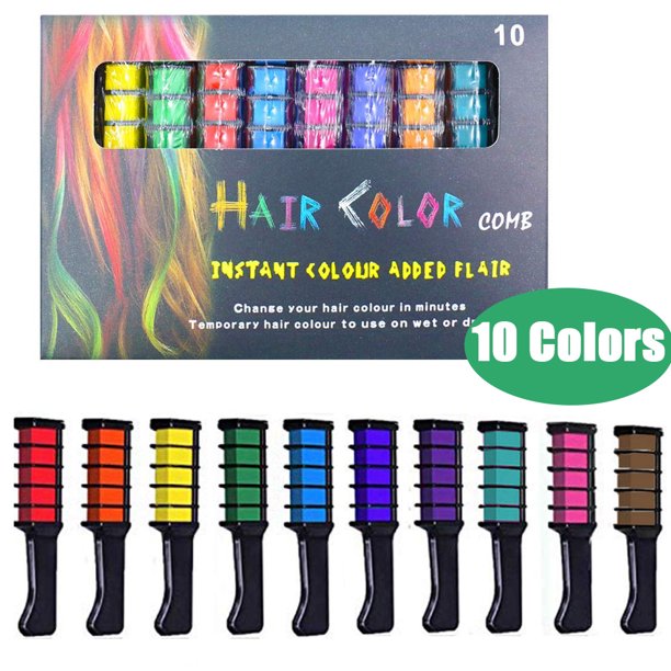 Hair Chalk Comb, 10 Temporary Color Hair Chalk for Girls/Kids/Teen Gift