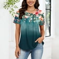 thumbnail image 4 of Roncen Short Sleeve Shirts for Women Pleated Crewneck Cute Blouses Dressy Casual Elegant Tops Loose peasant Summer T-Shirts, 4 of 8