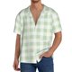 thumbnail image 1 of Balery Green Checkboard Camisa Casual de Manga Corta con Botones para Hombre, Texturizada, Estilo Cubano, para Playa, Verano-3X-Large, 1 of 5