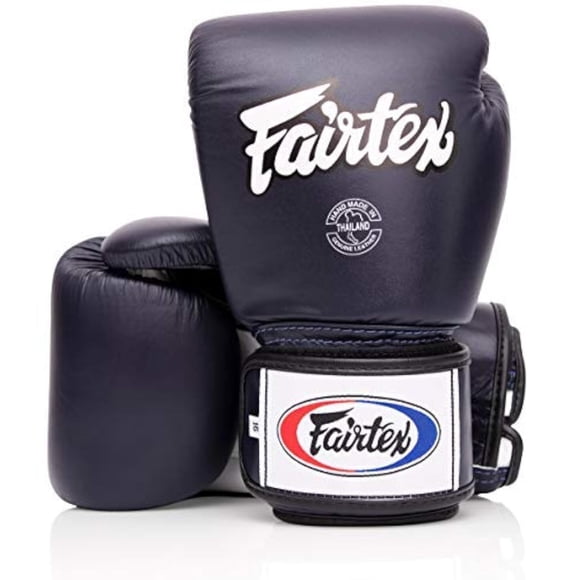 Guantes de boxeo Fairtex BGV1 para entrenamiento de muay thai, 14 onzas, azul/blanco/negro