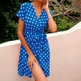 thumbnail image 4 of Dyegold Sundresses for Women Casual Beach - Summer Dresses for Women 2023 Beach V-Neck Short Sleeve Polka Dots Belted Maxi Sundress ​Casual Loose Long ​Tank ​Dress, 4 of 5