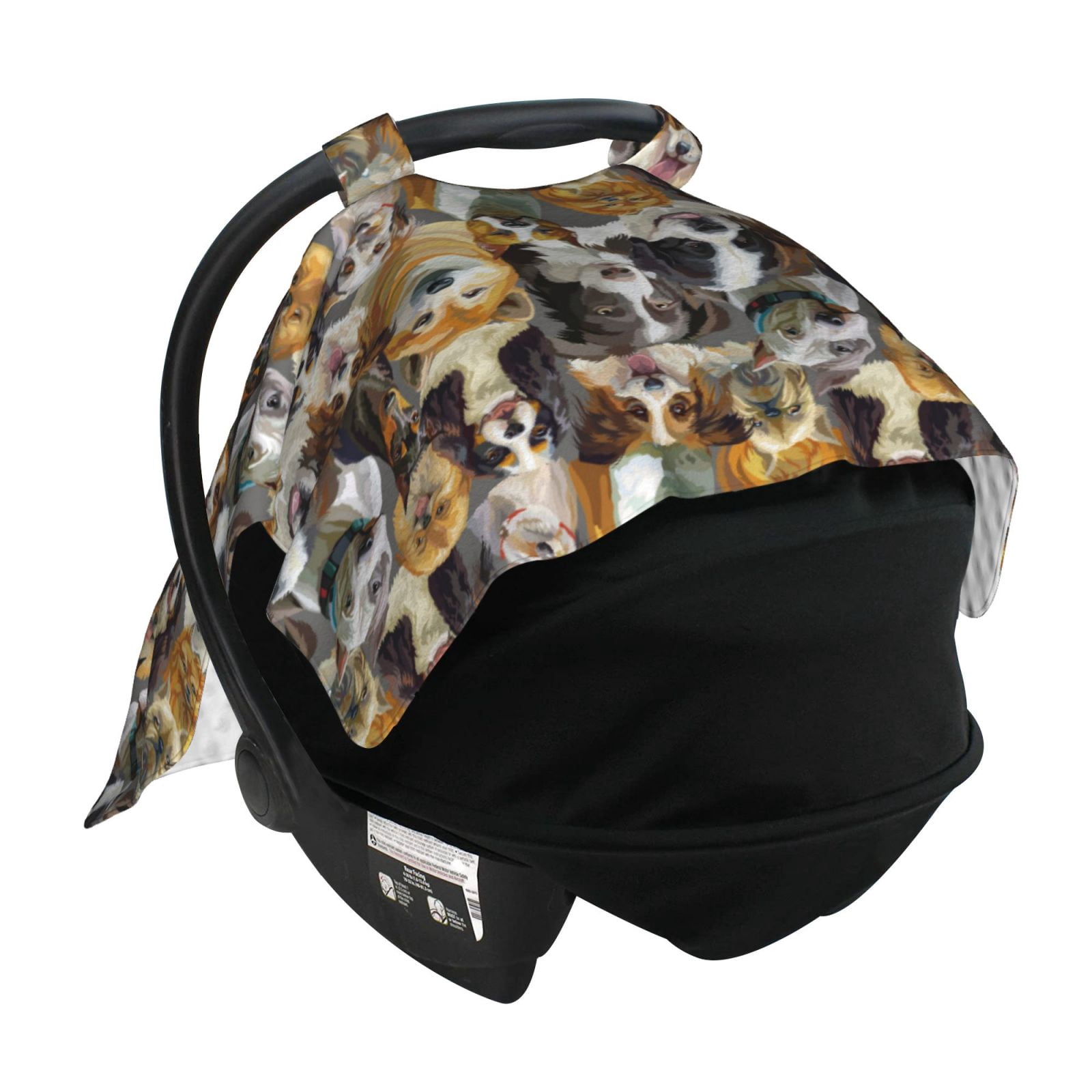 Naloa Cute Dog Baby Car Seat Cover, Breathable Baby Carrier Cover, Multiuse Baby Carrier Cover & Nursing Breastfeeding Cover