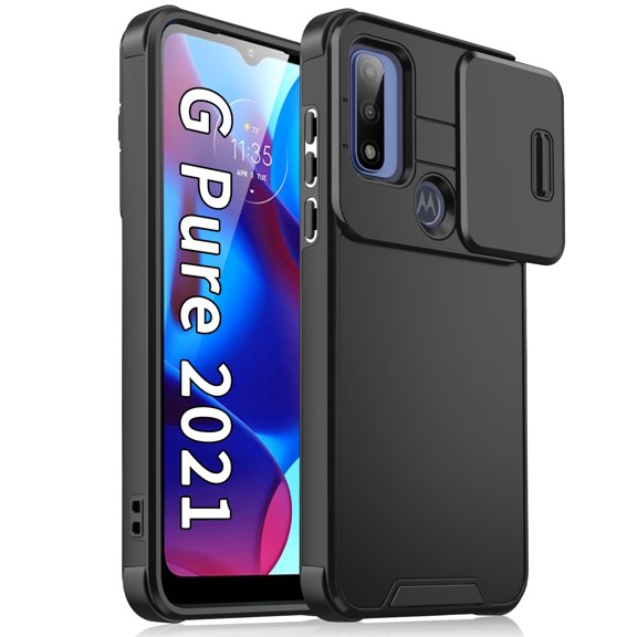 Decase for MOTO G pure Case Compatible with Mag-safe, PC TPU Back Cover Magnetic Case with Slide Camera Cover, Slim Case for MOTO G pure 6.5 inch,Black