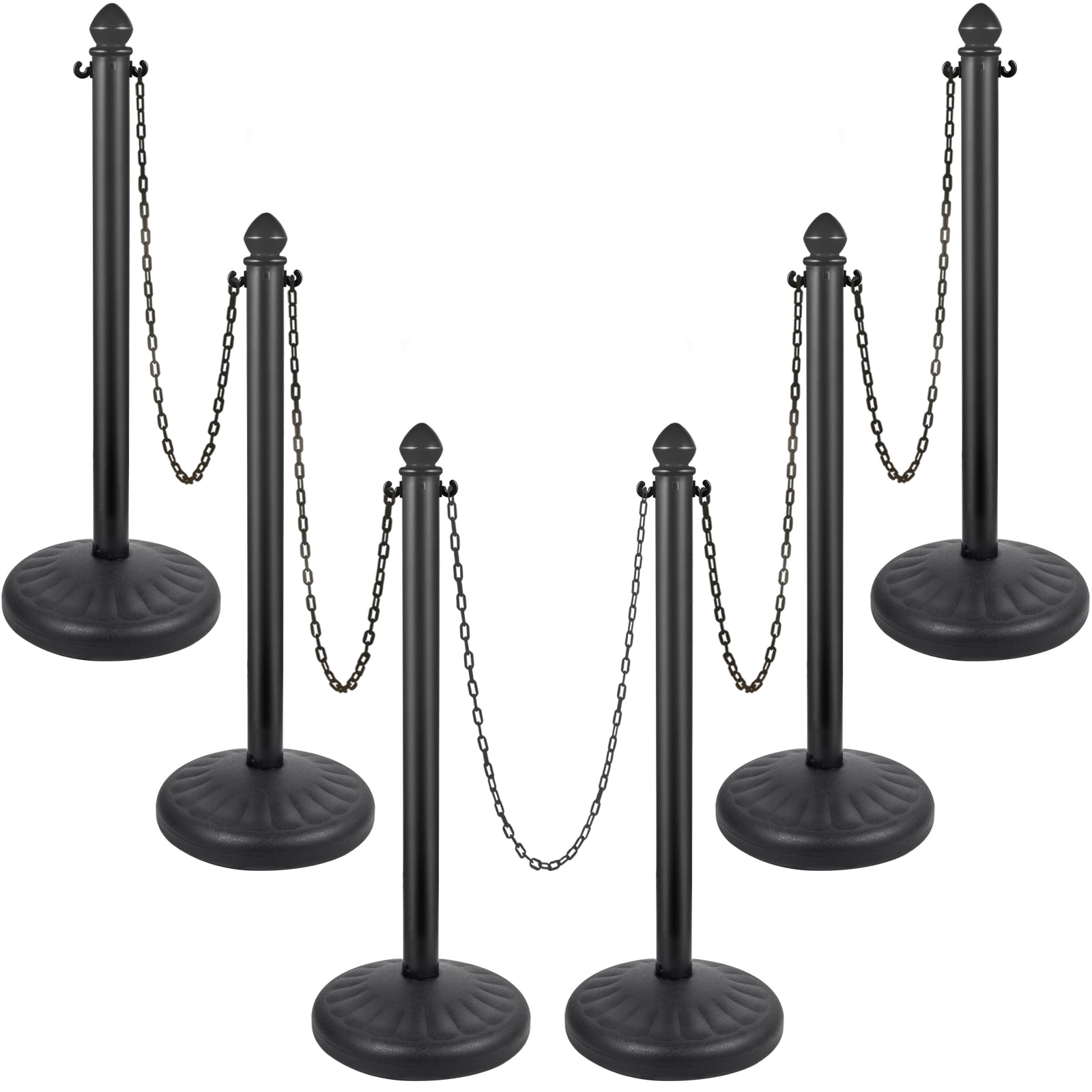City Mall 6pcs Chain Stanchion Outdoor Stanchion w/ 6 x 39inch Long Chains Supermarket VEVOR Plastic Stanchion Exhibition PE Plastic Crowd Control Barrier for Warning/Crowd Control at Restaurant 