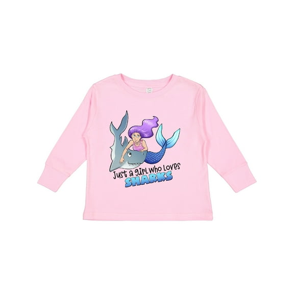 Inktastic Just a Girl Who Loves Sharks Mermaid Girls Long Sleeve Toddler T-Shirt