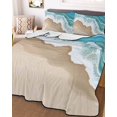 thumbnail image 3 of Quilts Twin XL Size, Turquoise Ocean Soft Comforter Bedding Set for Bed, Gradient Brown Shore Sandy Beach Abstract Lightweight Quilted Bedspread with Pillow Cover(2 Pieces) for All Season, 68x98 Inch, 3 of 6
