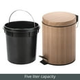 thumbnail image 6 of mDesign Small 1.3 Gallon Round Metal Step Trash Can, Liner/Handle - Oak Brown, 6 of 8
