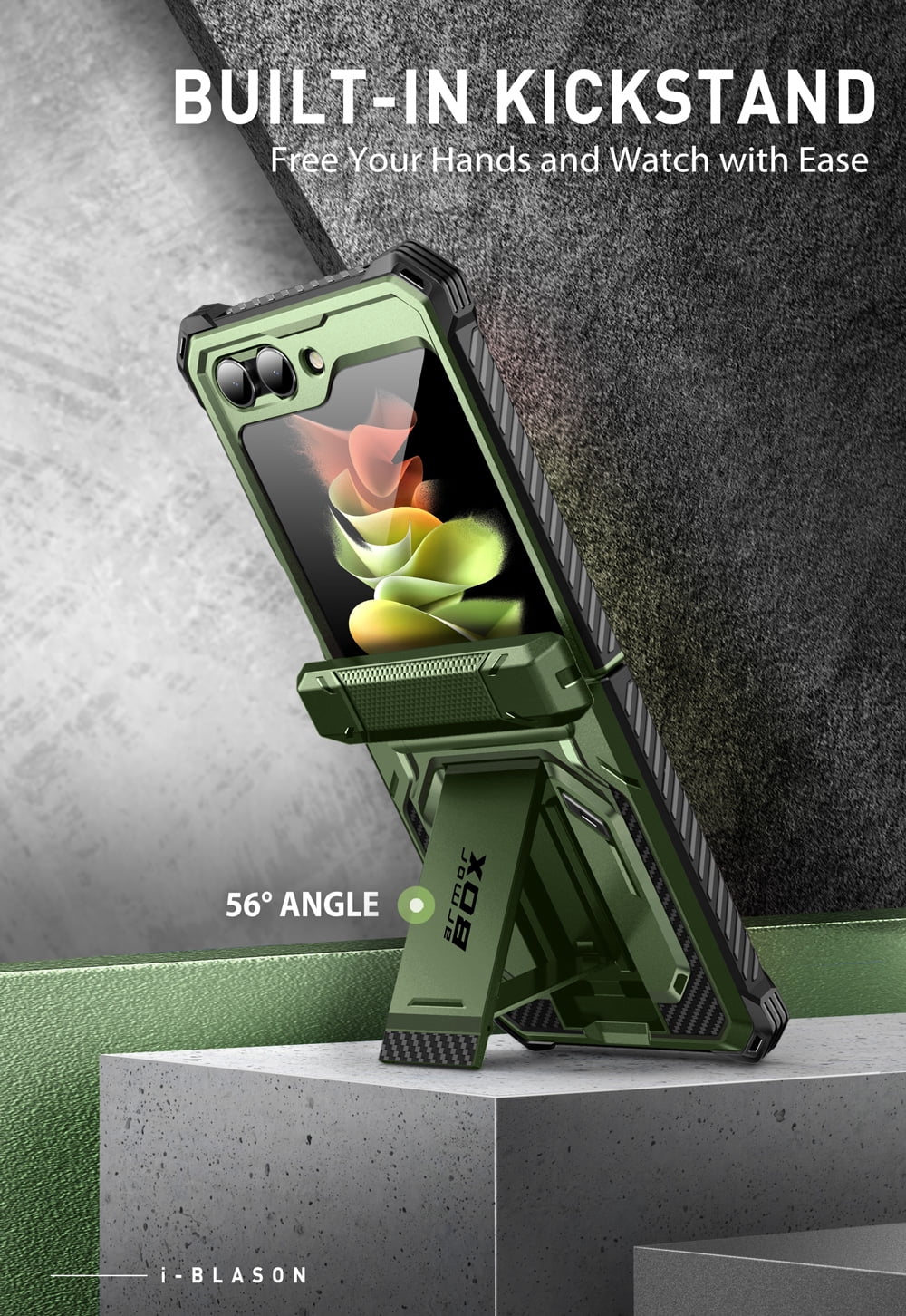 i-Blason Armorbox Series Case for Samsung Galaxy Z Flip 5 5G (2023), Full-Body Rugged Holster Case with Shock Reduction/Bumper (Guldan)