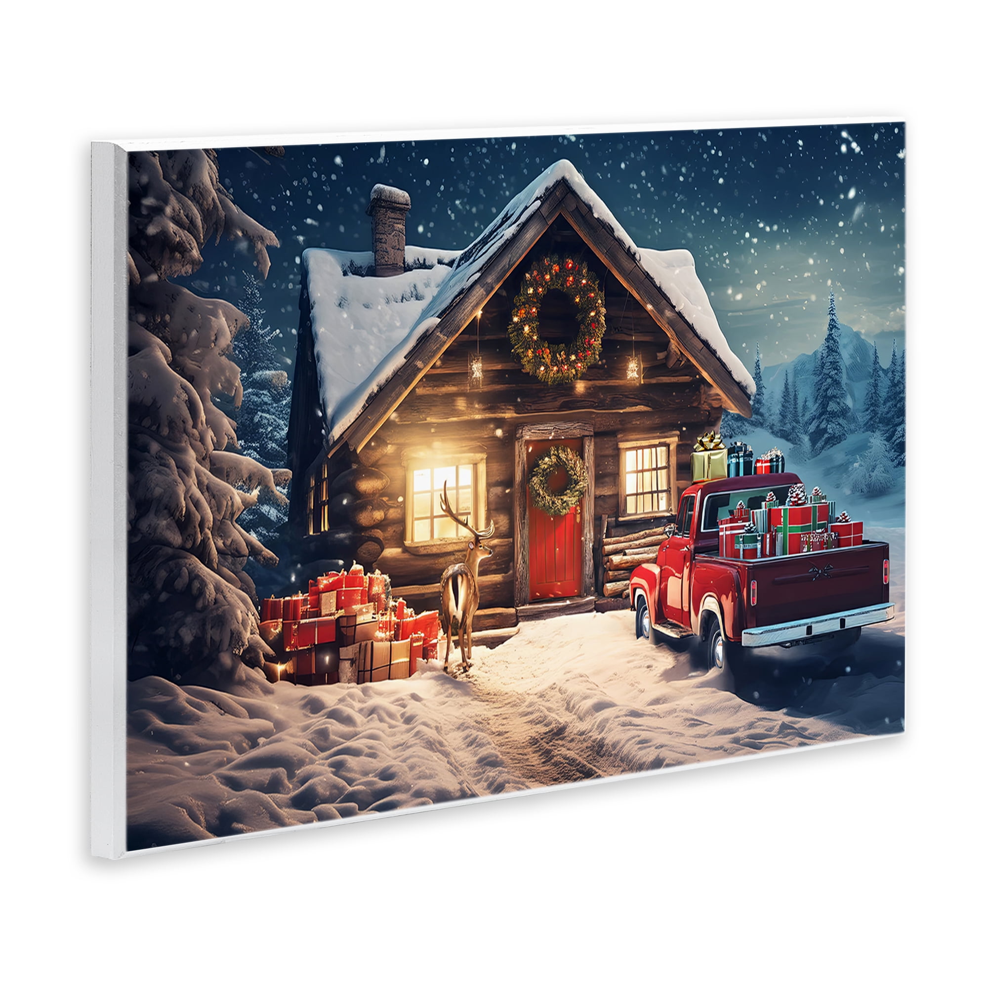 Stupell Industries Woodsy Holiday Cabin Holiday Painting Unframed Art Prints Wall Art, 15 x 10