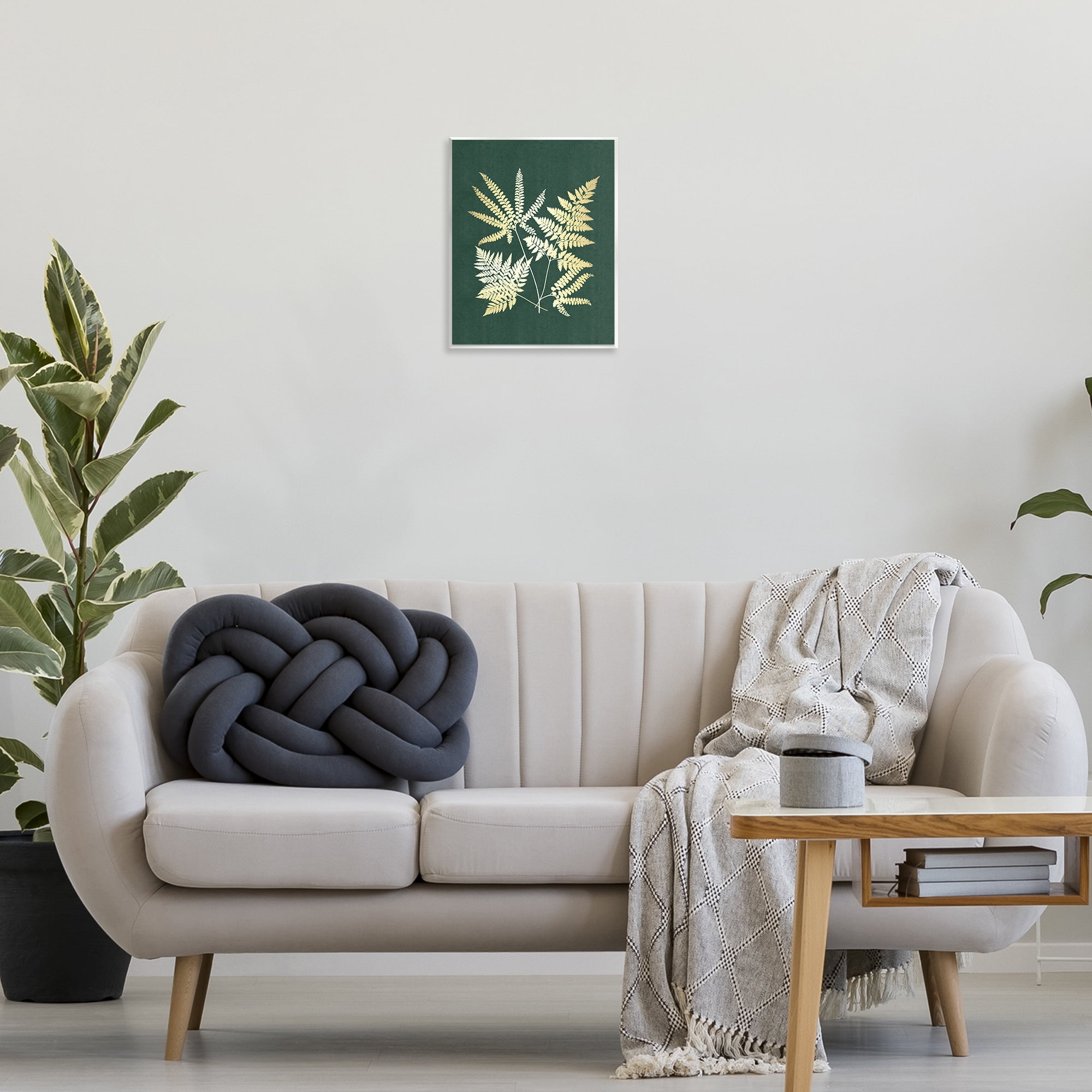 Stupell Industries Gilded Fern Leaves Plants & Flowers Painting Unframed Art Print Wall Art, 11 x 14