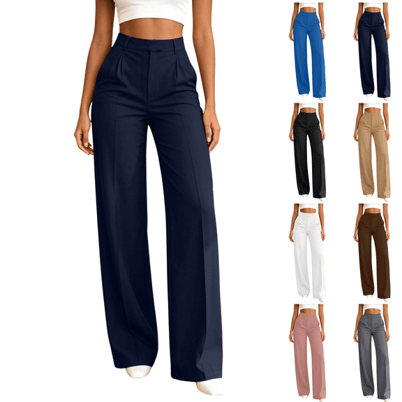 Sunnin Women's Wide Leg Dress Pants High Waist Trousers Casual Pants with Pockets S-XXL