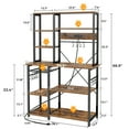 thumbnail image 5 of SUPERJARE Large Bakers Rack, Microwave Stand with Power Outlets, Kitchen Coffee Bar Table with 12 Hooks, Kitchen Shelf Rack in Rustic Brown, 5 of 7