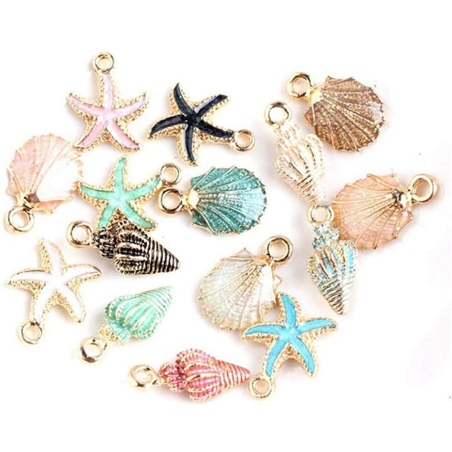 Colgante De Concha De Metal De Aleación Mixta De 20 Uds., Dijes De Estrella De Mar Para Fabricación De Joyas, Collar De Pendientes Hecho A Mano Diy