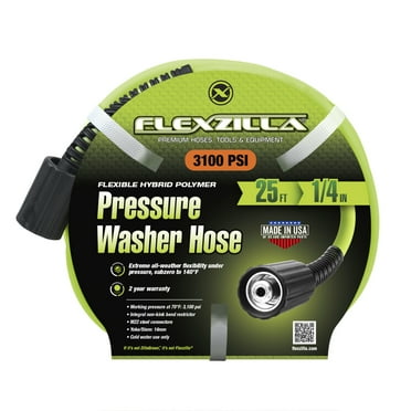 Flexzilla Pressure Washer Hose, 1/4 in. x 25 ft., 3100 PSI, M22 Fittings, ZillaGreen