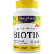 Healthy Origins Biotin 10,000 mcg (USP Grade, Non-GMO, Gluten Free, Hair Support, Nail Support), 60 Veggie Caps