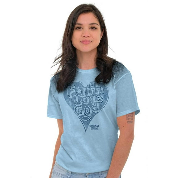 Faith Love God Heart Christian Women's Graphic T Shirt Tees Brisco Brands 2X