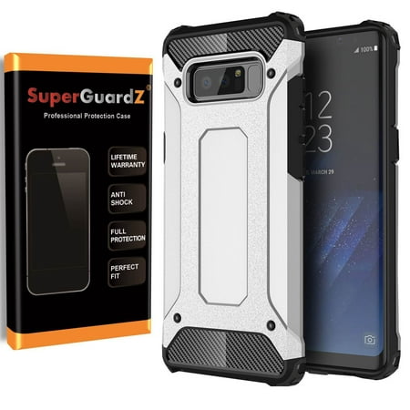 For Samsung Galaxy Note 8 Case, SuperGuardZ Slim Heavy-Duty Shockproof Protection Cover Armor [Silver] + LED Stylus Pen