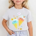 thumbnail image 2 of MIXUE Toddler Girls Tops & T-Shirts Summer Cute Ice Cream Print Round Neck Short Sleeve Fashion Casual Tshirts Outwear,White,3-4 Years, 2 of 4
