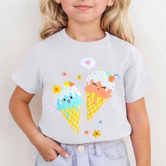 Chandails pour Filles Mignons Imprimés Hauts à Manches Courtes pour Filles Hauts d'Été pour Filles Tendance Chandails 6T pour Filles Tenue pour Filles