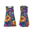 thumbnail image 7 of Fuzoiu Psychedelic Sunflowers Print Women's Sleeveless Dress,Summer Dresses for Women,Casual Sundresses,Beach Sleeveless T-shirt Swing Dress with Pockets, 7 of 7