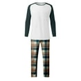 thumbnail image 4 of JIANJIA Mens Pajama Sets Autumn Winter Inner Wear Crew Neck Raglan Sleeve Tops With Plaid Print Pants Two Piece Underwear Nightwear, 4 of 4