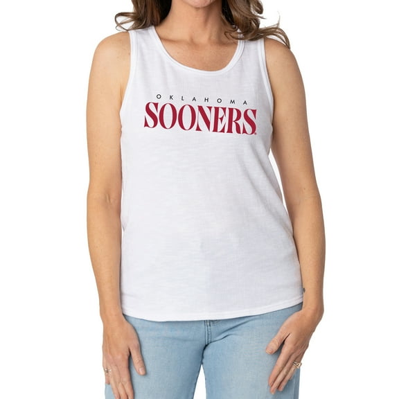 Women's White Oklahoma Sooners Blake Sandwash Rib-Knit Tri-Blend Tank Top