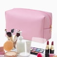 thumbnail image 4 of Fnochy Back to School Makeup Bag Pouch Purse, Organizer Waterproof Travel, Cosmetic Organizer for Women, Cute Makeup Pouch PU Leather Toiletry Bag(Pink), 4 of 4
