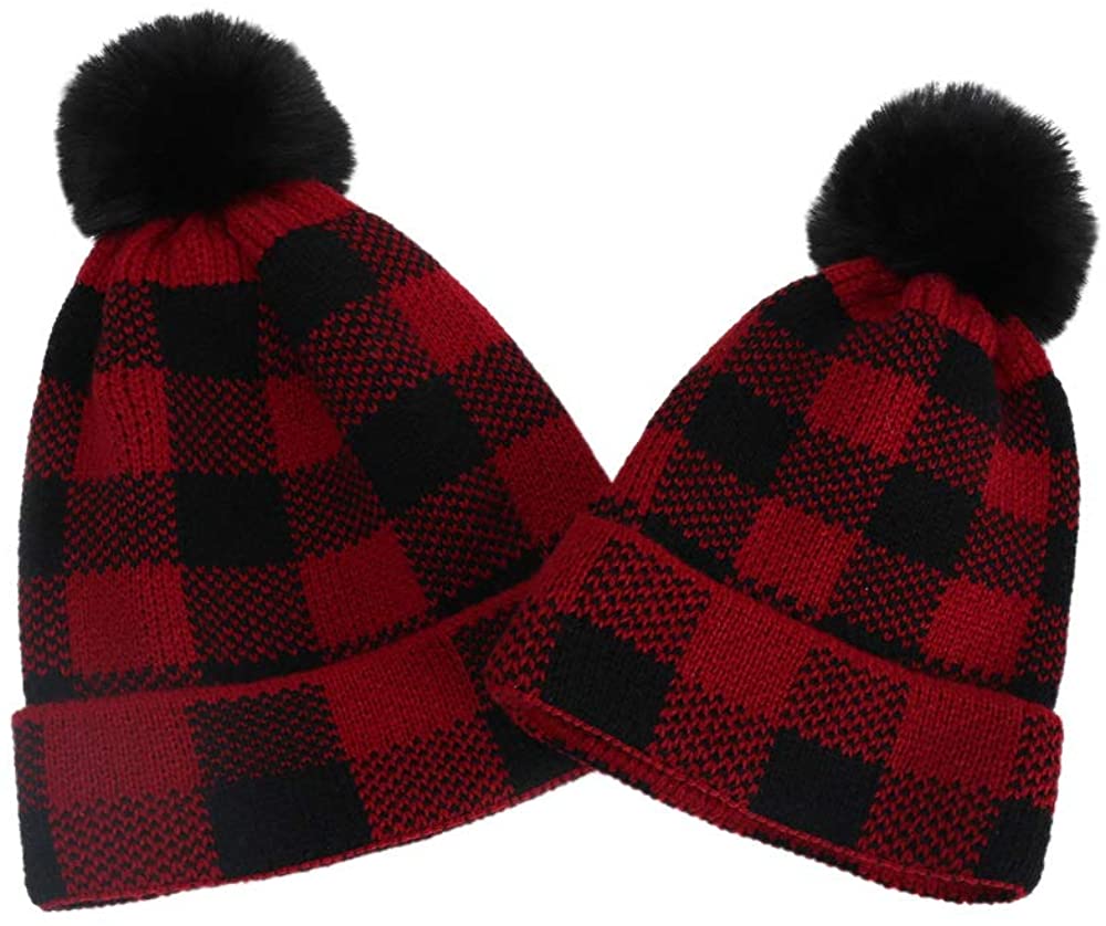 Buffalo-Plaid-Knit-Hat for Women 