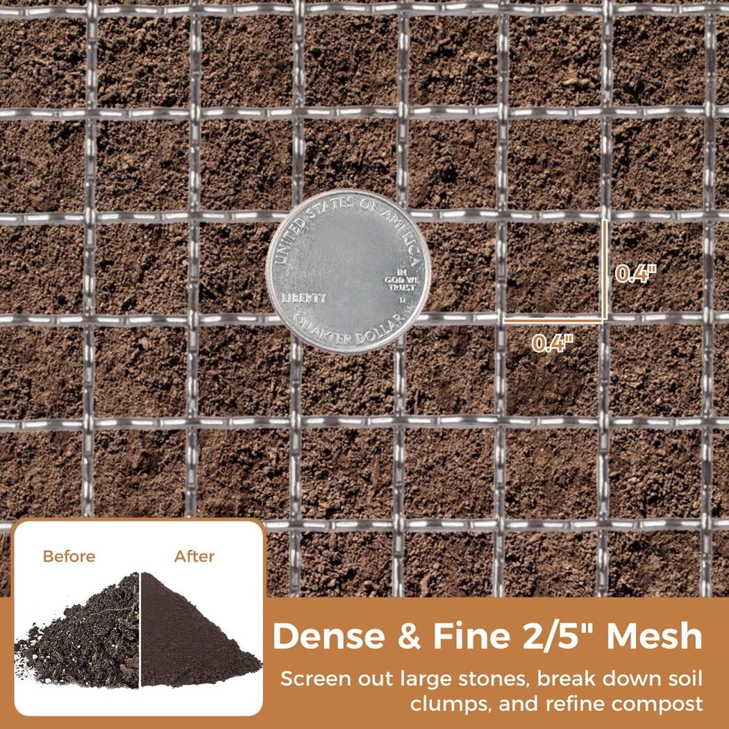 Lot De 2 Tamis De Jardin - Maille 1x1 Mm (20 Mailles) - Tamis à Sable, Terre, Compost, Cailloux - Avec Poignée Confortable