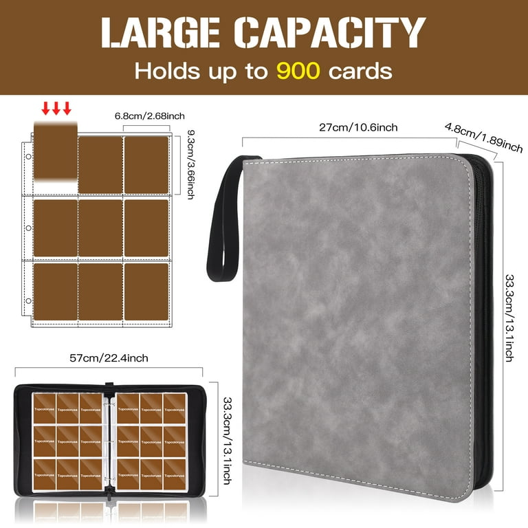 9 Pocket Card Binder, Premium Zipper Trading Card Binder, Double Sided 900  Pocket PU Collection Binder, Collector Album, Card Folder for Sports & Game  ...