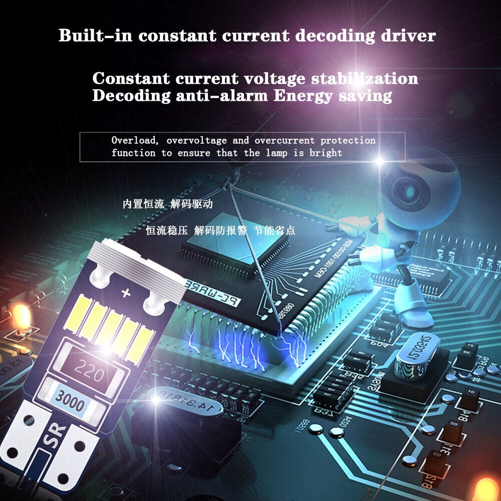 48pcs LED Interior Lighting Kit, High Brightness White LED Bulbs (194 T10 T5 DE3175 578 31mm 42mm) | Dome Light, Map Light, Dashboard Light, Door Light, License Plate Light, Tail Light Bulbs