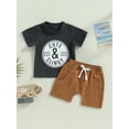 thumbnail image 2 of Coduop Baby Boys Summer Outfit Set Short Sleeve T-shirt and Casual Bandage Elastic Shorts Set, 2 of 9