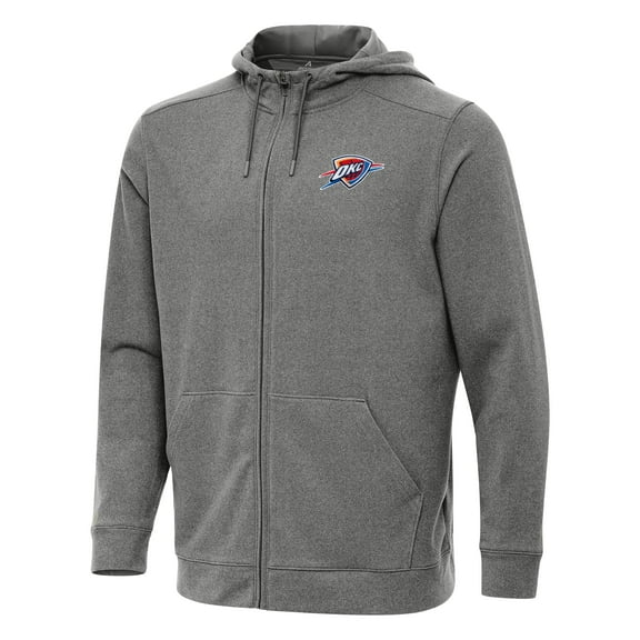 Men's Antigua Heather Charcoal Oklahoma City Thunder Effortless Full-Zip Hoodie Jacket