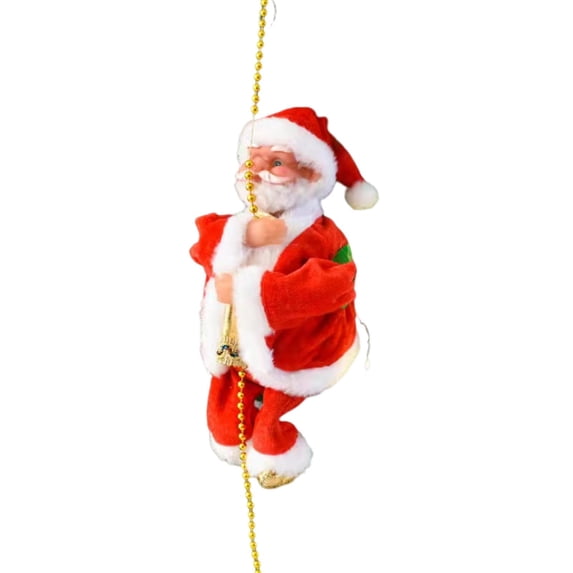 Manunclaims Santa Ornament Electric Decorative Realistic Entertainment Cloth Santa Claus Climbing Ladder Ornament for Kids