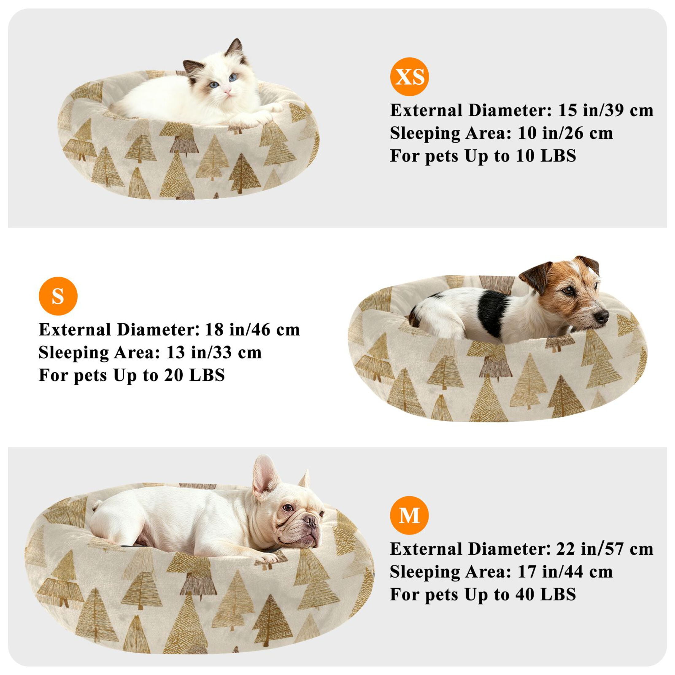 Iauyy Pet Couch Donut Cat Bed for Indoor Cats/Small Dogs Washable & Machine with Non-slip Bottom Calming Cat Furniture, Beige and Gold (M)