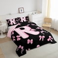 thumbnail image 3 of Feelyou Kawaii Monogrammed R Bedding Comforter Set for Teen, Black Pink Bow-tie Twin Comforter Sets, Cartoon Princess Bow Reversible Bedding Set, Microfiber Bedroom Decor, 2 Pieces, 3 of 8