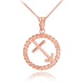 thumbnail image 1 of Rose Gold Sagittarius Zodiac Sign in Circle Rope Pendant Necklace, 1 of 1