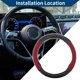 thumbnail image 3 of Cubierta de volante de PU de Unique Bargains, protector de volante de coche de ABS de 14.96" patrón de fibra de carbono negro y rojo, 1 pieza, 3 of 6