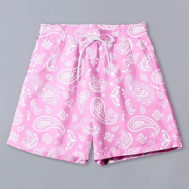 WILLBEST Pantalones Cortos para Hombre, Estilo Bohemio, con Estampado de Cordón En La Cintura y Bolsillo, de Verano