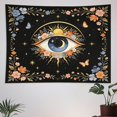 thumbnail image 6 of Boho Floral Evil Eye Tapestry, 80x60 Inch Black Sun Moon Star Butterfly Wall Hanging, Cozy Vintage Botanical Tapestry for Reading Corner, Bedroom Dorm Renter Home Refresh Decor, 6 of 6
