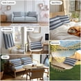 thumbnail image 4 of Outdoor Waterproof Throw Pillow Covers Set of 2 Gray Striped Decorative Pillowcases Lumbar Outdoor Pillows Cushion Case 20x12 Inch Navy Blue Contrast Stripes Patio Pillows for Couch Sofa Bed Garden, 4 of 9