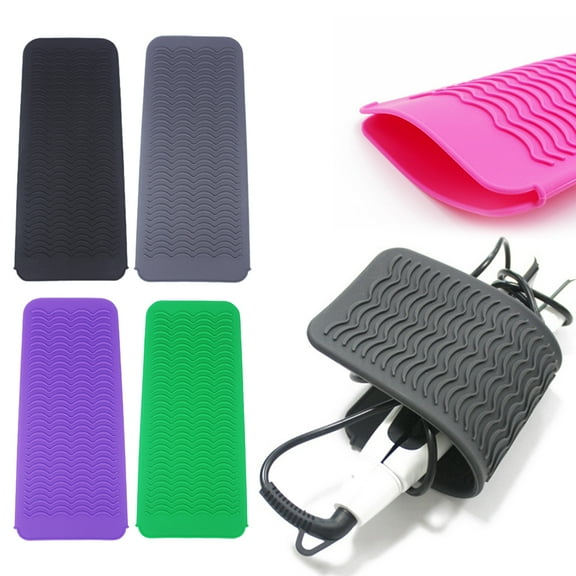 dianhelloya Hair Straightener Bag Portable Anti-scalding Wave Pattern Silicone Heat Insulation Mat Home Supply
