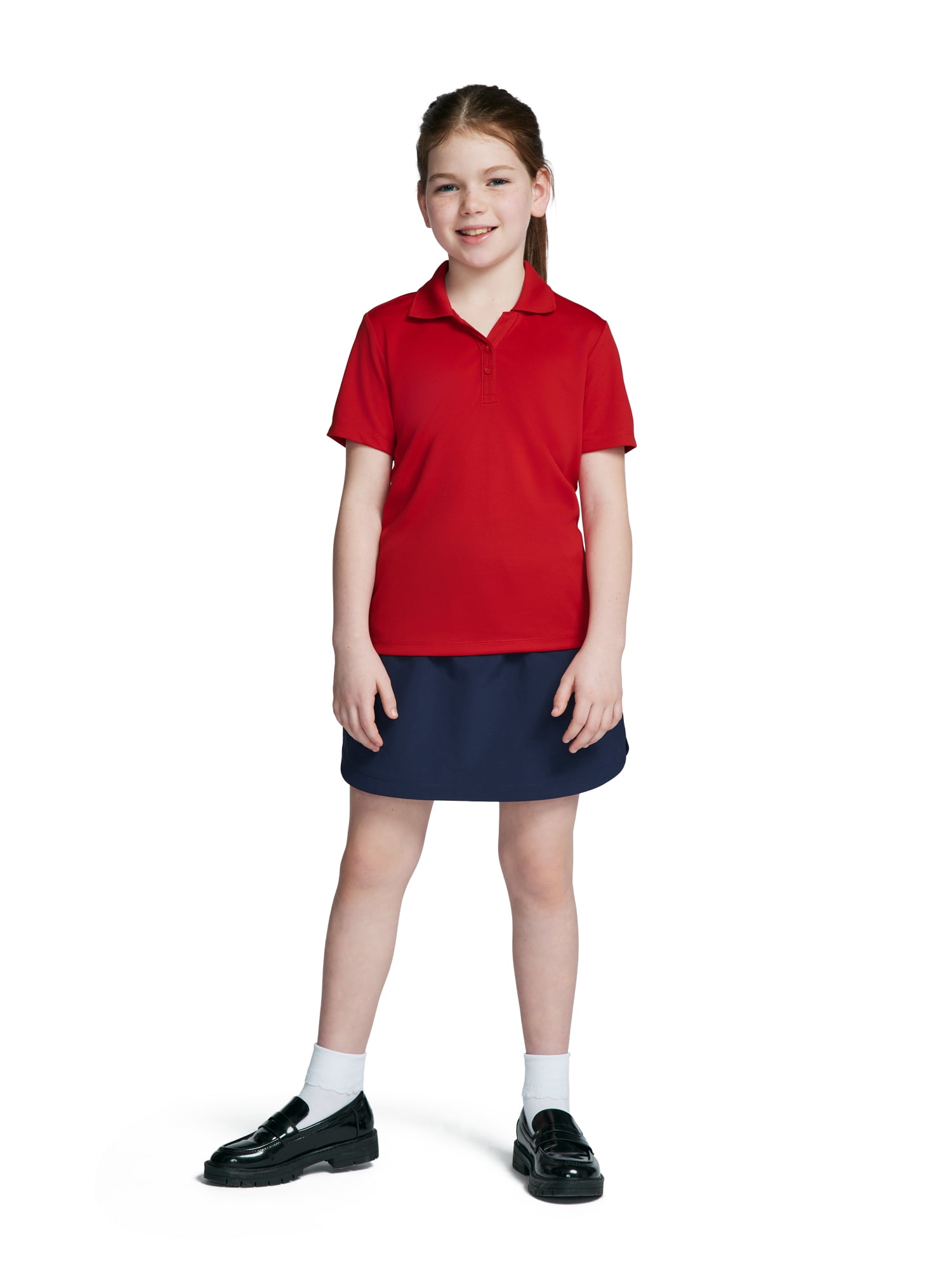 Wonder Nation Girls Performance Polo Shirt, Sizes XS-XXL